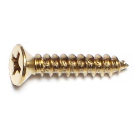 MIDWEST FASTENER Sheet Metal Screw, #6 x 3/4 in, Brass Steel Flat Head Phillips Drive, 50 PK 64122